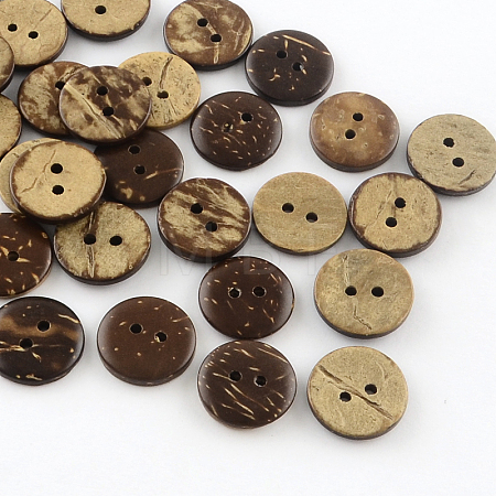 2-Hole Flat Round Coconut Buttons X-BUTT-R035-004-1