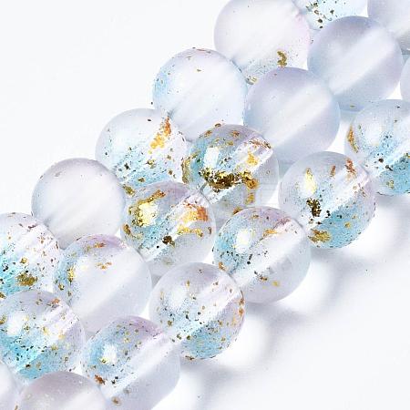 Frosted Spray Painted Glass Beads Strands X-GLAA-N035-03C-C07-1