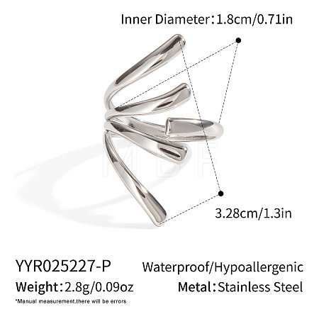 Adjustable 304 Stainless Steel Open Cuff Rings for Women LS-SZ1207-3-1