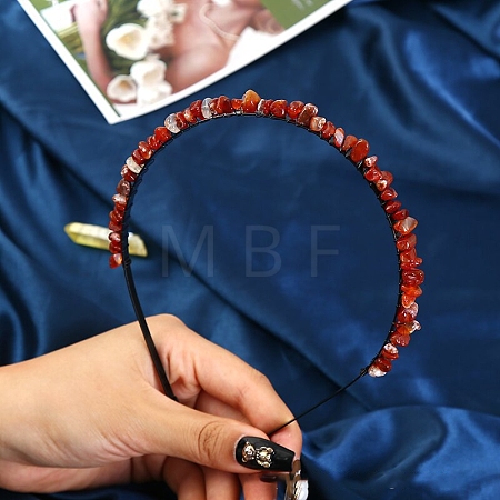 Natural Carnelian Hair Bands PW-WG3532A-13-1