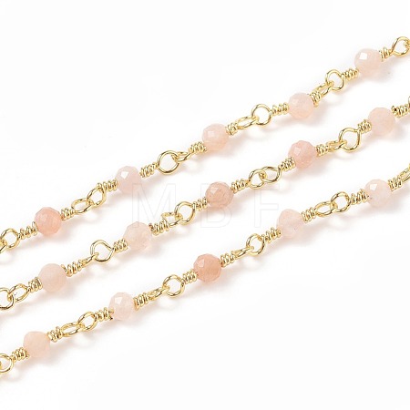 3.28 Feet Natural Sunstone Handmade Beaded Chains X-CHC-K008-A08-1