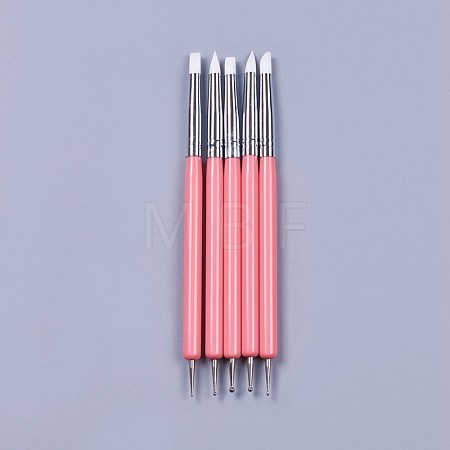 Silicone Double Head Nail Art Dotting Tools AJEW-L072-54B-1
