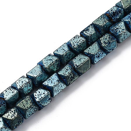 Electroplated Natural Lava Rock Beads Strands G-A256-D01-01F-1