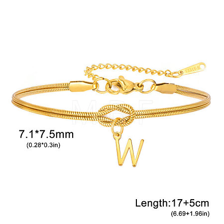 304 Stainless Steel Initial Charm Bracelets FS-WGD8E41-52-1
