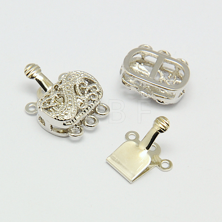 Brass Multi-Strand Box Clasps X-KK-F0237-P-NF-1