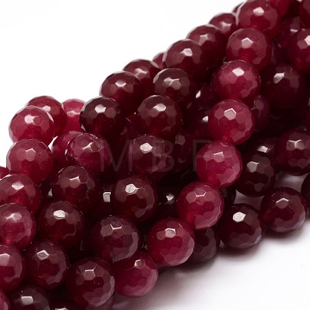 Dyed Natural White Jade Round Beads Strands X-G-E313-10mm-05-1