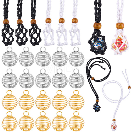 6Pcs 2 Colors Adjustable Braided Waxed Cord Macrame Pouch Necklace Making FIND-SC0023-88-1