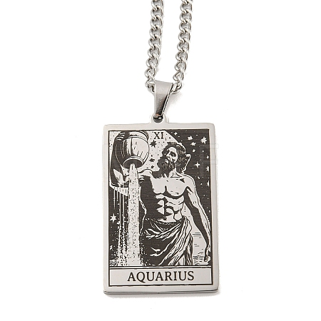 Non-Tarnish 304 Stainless Steel Tarot Pendant Necklaces NJEW-A026-01P-11-1