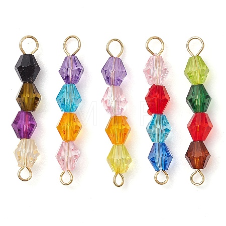 Rainbow Color Transparent Acrylic Bicone Beaded Connectors Charms PALLOY-JF02968-1