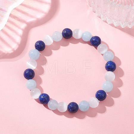 Dyed Natural Quartz & Sesame Jasper Beaded Stretch Bracelets for Women Men BJEW-JB13403-1