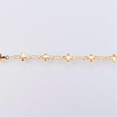 Handmade Ion Plating(IP) 304 Stainless Steel Bar Link Chains STAS-G038-24G-1