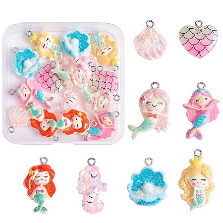 32Pcs 8 Styles Opaque & Transparent Resin Pendants RESI-SZ0001-93-1
