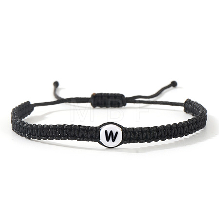 Flat Round with Letter Pattern Resin Beads Braided Bead Bracelets FS-WG43323-23-1