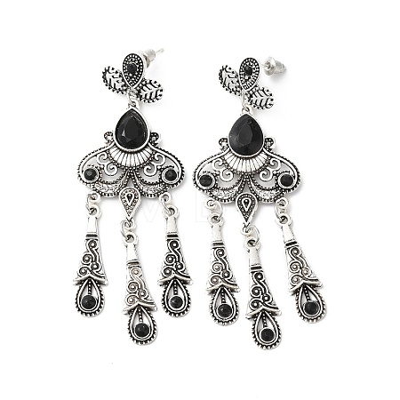 Resin Moth Chandelier Earrings EJEW-D054-05AS-02-1
