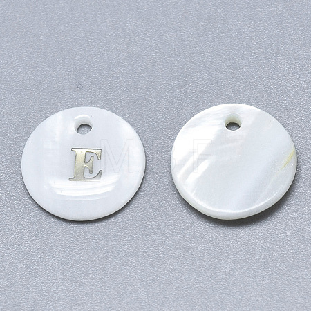 Natural White Shell Mother of Pearl Shell Charms SSHEL-N036-053E-1
