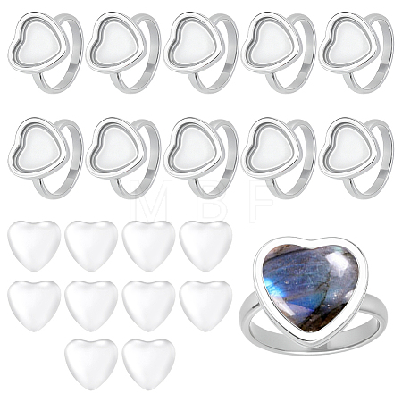 DIY 304 Stainless Steel Heart Finger Rings Making Kits STAS-HY0001-96-1