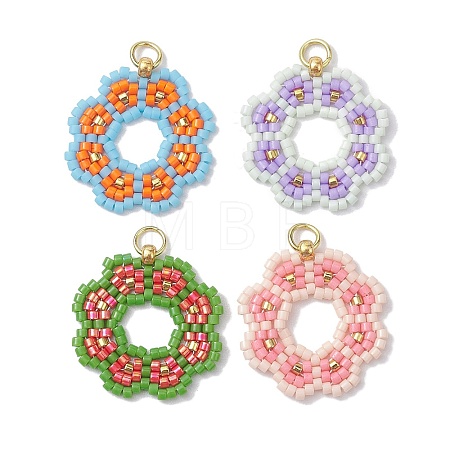 Seed Beads Beaded Charms PALLOY-MZ00205-1