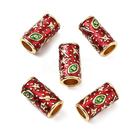 Brass Micro Pave Clear Cubic Zirconia Column European Beads KK-Z114-15G-B01-1