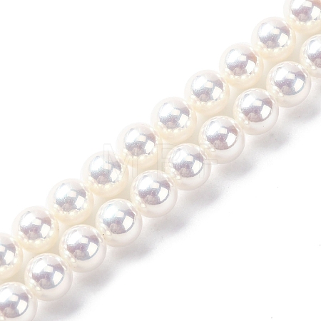 UV Plating Pearlized Glass Pearl Beads Strands GLAA-F128-01A-T1-1