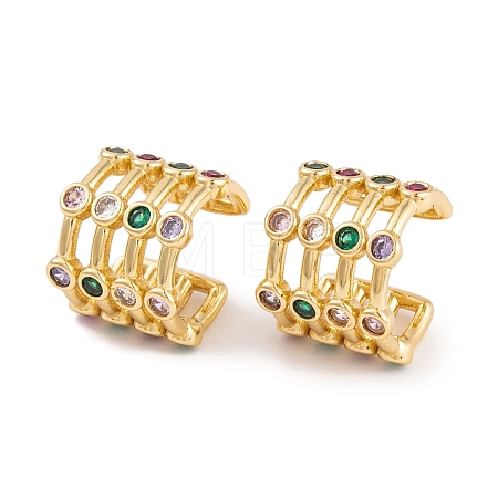 Rack Plating Brass Cubic Zirconia Ear Earrings EJEW-S219-08G-1