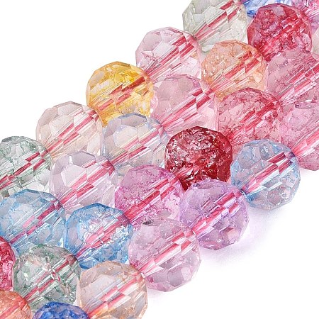 Crackle Transparent Glass Beads Strands GLAA-N068-06A-14-1