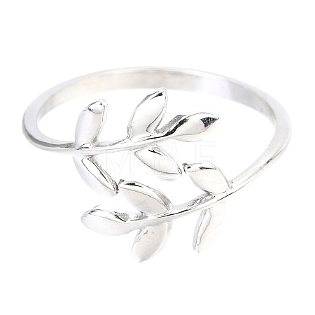 Non-Tarnish 304 Stainless Steel Leaf Cuff Rings X-STAS-H142-01P-1