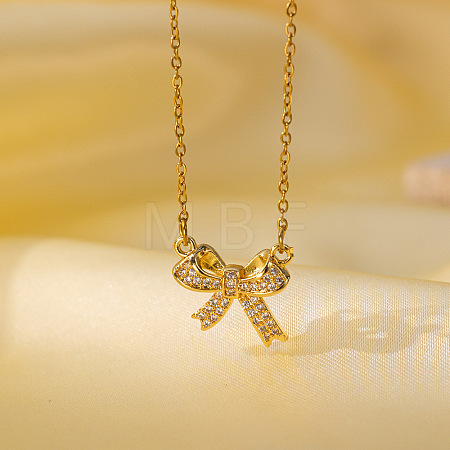 Brass Micro Pave Clear Cubic Zirconia Pendant Necklaces for Women FS-WG014CD-15-1