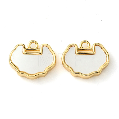 Brass Pave Shell Charms KK-M277-04B-G-1