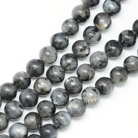 Natural Larvikite Beads Strands X-G-R345-8mm-33-1