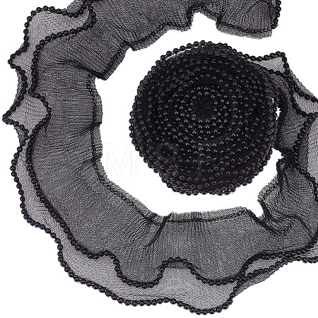2 Layer Polyester Pleated Lace Trim OCOR-WH0088-46B-1
