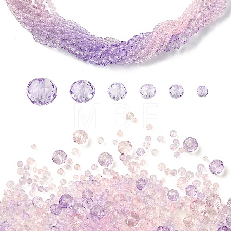 6 Styles Gradient Color Transparent Painted Glass Beads Strands DGLA-YW0001-28E-1