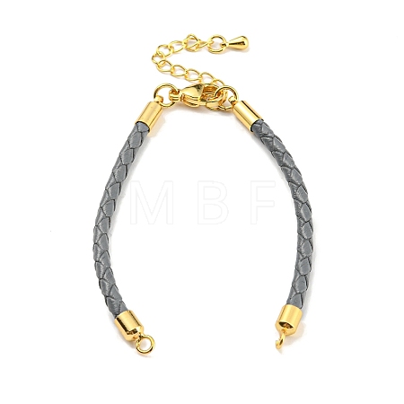 Leather Braided Cord Link Bracelets MAK-K022-01G-02-1