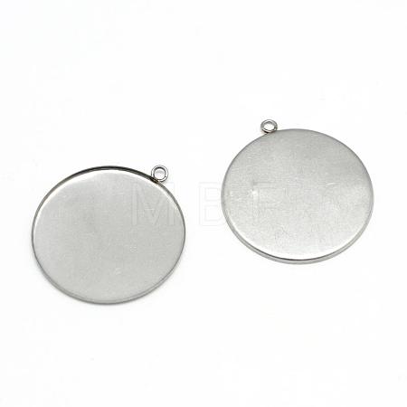 Tarnish Resistant 304 Stainless Steel Pendant Cabochon Settings X-STAS-T008-128-1