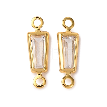 Brass Pave Clear Cubic Zirconia Connector Charms KK-Z121-06G-01-1