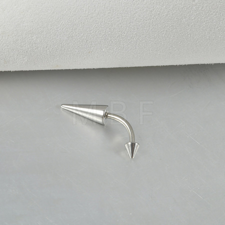 Cone 304 Stainless Steel Eyebrow Curved Barbell Rings with Spikes End WG9938B-01-1