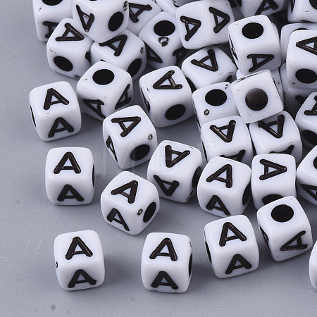 White Opaque Acrylic Beads MACR-R869-02A-1