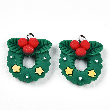 Christmas Theme Opaque Resin Pendants RESI-N039-108-1