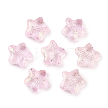 Transparent Spray Painted Frosted Glass Beads GLAA-NH0003-01C-1