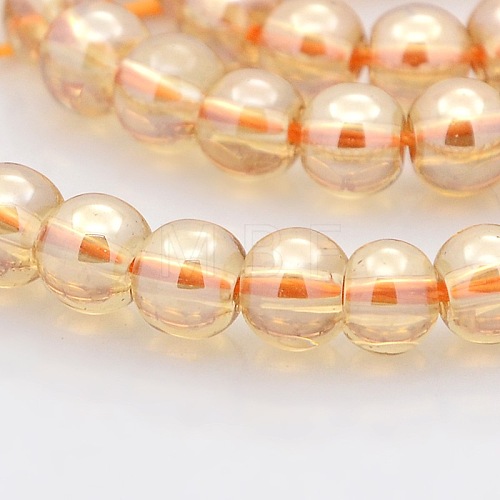 Pearl Luster Plated Glass Round Beads Strands GLAA-A025-6mm-PL01-1