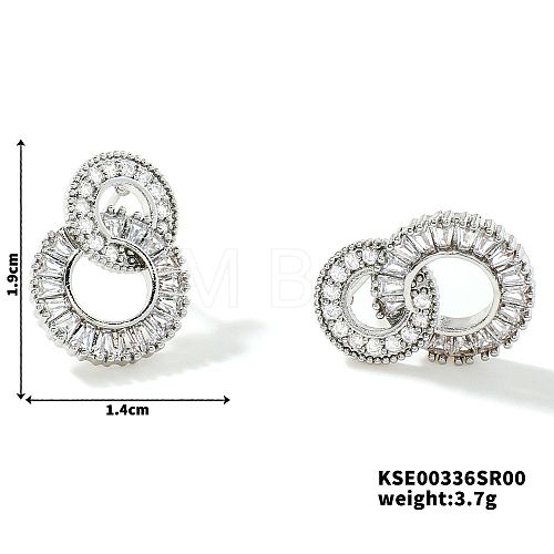 Shiny Double Ring Stud Earrings for Women AC3457-1-1