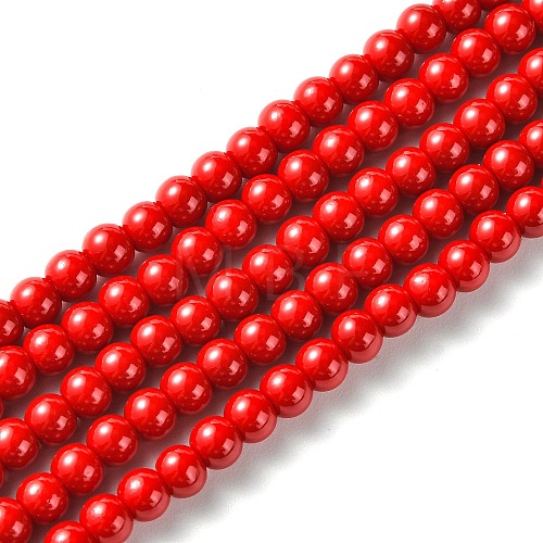 Eco-Friendly Round Baking Paint Glass Beads Strands HY-A003-4mm-RV26-1