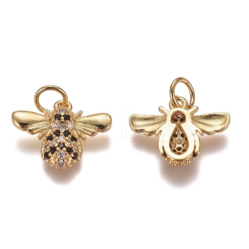 Brass Micro Pave Cubic Zirconia Charms ZIRC-G153-31G-1