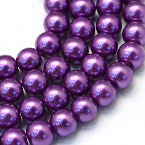 Baking Painted Pearlized Glass Pearl Round Bead Strands HY-Q003-6mm-37-1