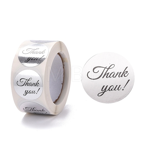 Flat Round Paper Thank You Stickers DIY-C042-10-1