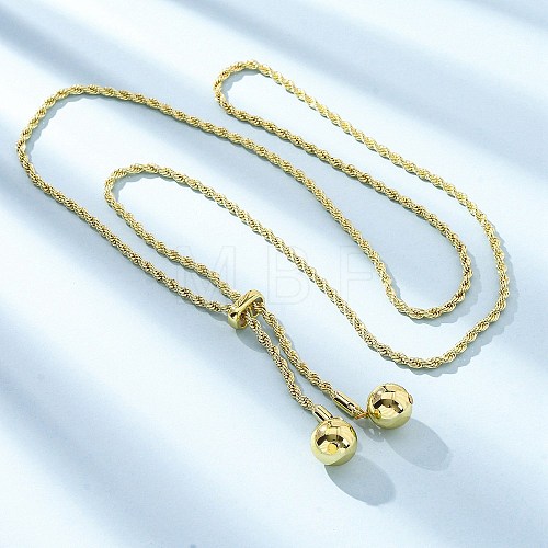 Round Brass Slider Lariat Necklaces for Women NJEW-G162-05G-1