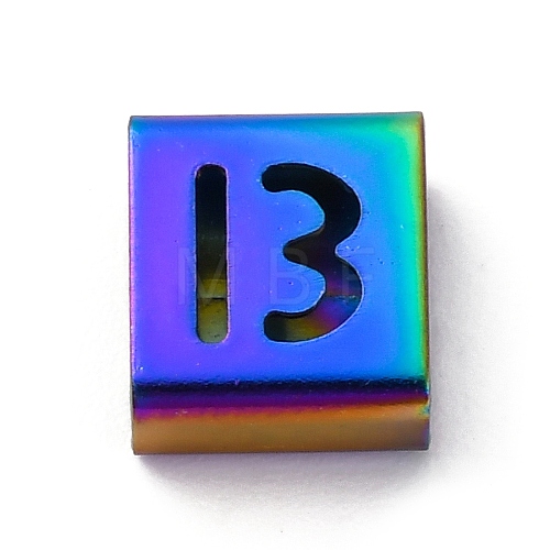 Ion Plating(IP) 304 Stainless Steel Square Slide Charms STAS-L132-12B-M-1