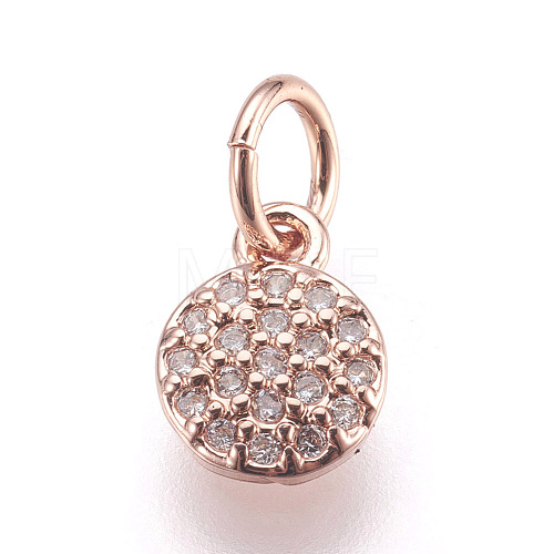 Brass Micro Pave Cubic Zirconia Charms ZIRC-E152-17RG-RS-1