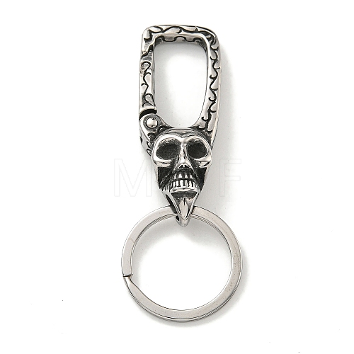 Tibetan Style 316 Surgical Stainless Steel Fittings with 304 Stainless Steel Key Ring FIND-Q101-08AS-03-1