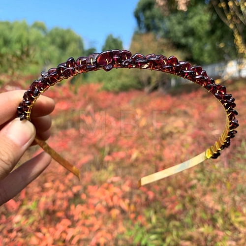 Natural Garnet Hair Bands PW-WGC1C33-50-1