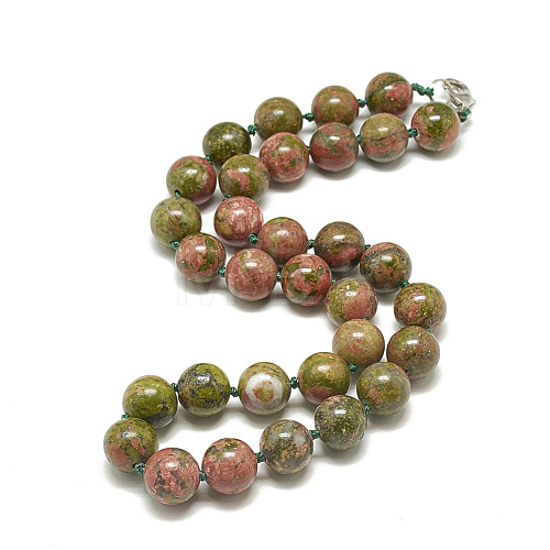 Natural Unakite Beaded Necklaces NJEW-S405-01-1